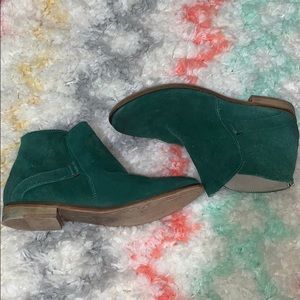 Free People Distressed Blue/Green Ankle Booties